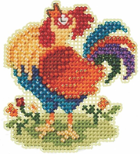 Mill Hill 2024 Spring Bouquet Beaded Cross Stitch Kit ~ Papa Rooster ~