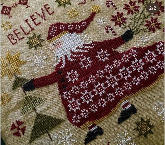 Santa's Patchwork Cloak Counted Cross Stitch Pattern by Pansy Patch Quilts and Stitchery
