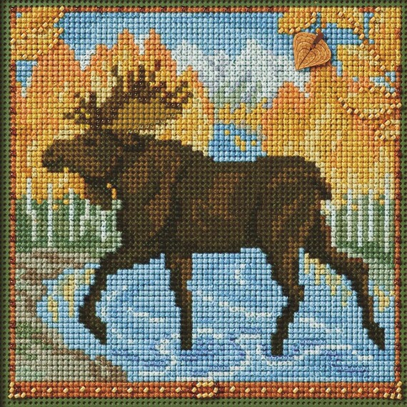 Mill Hill 2024 Autumn Series Buttons & Beads Cross Stitch Kit ~ Autumn Moose