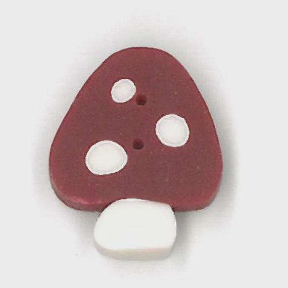 Just Another Button Company Polymer Clay Button ~ Small Red Mushroom ~ 2339.s
