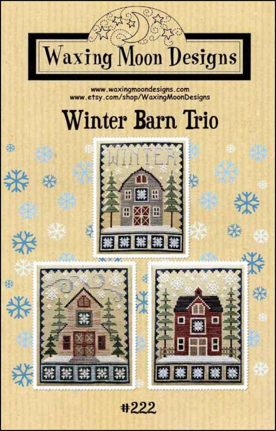 Winter Barn Trio Counted Cross Stitch Pattern Leaflet by Waxing Moon Designs #222