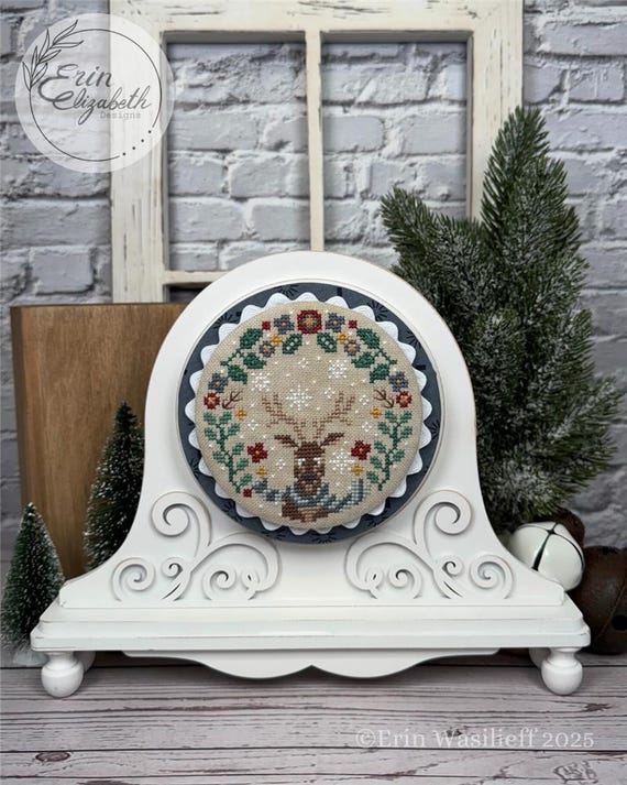 Winter Deer Counted Cross Stitch leaflet by Erin Elizabeth Designs
