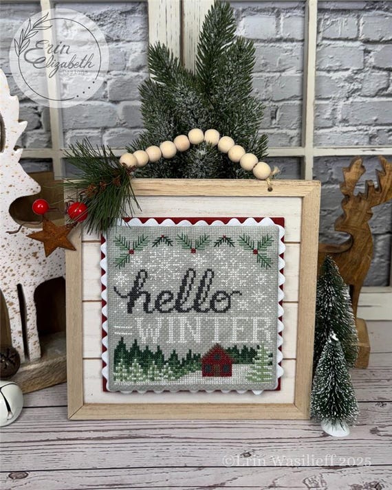Hello Winter Counted Cross Stitch leaflet by Erin Elizabeth Designs