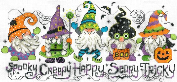 Halloween Gnomes Counted Cross Stitch Pattern designed by Ursula Michael