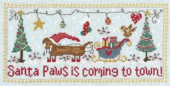 Gail Bussi Imaginating Cross Stitch Pattern Leaflet ~ Santa Paws ~ 3494