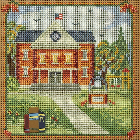Mill Hill 2024 Autumn Series Buttons & Beads Cross Stitch Kit ~ Book Learning ~ Country Lane