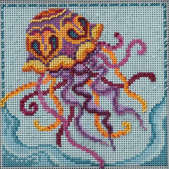 Mill Hill 2022 Marine Life Quartet Beaded Counted Cross Stitch Kit ~ Jelly Fish