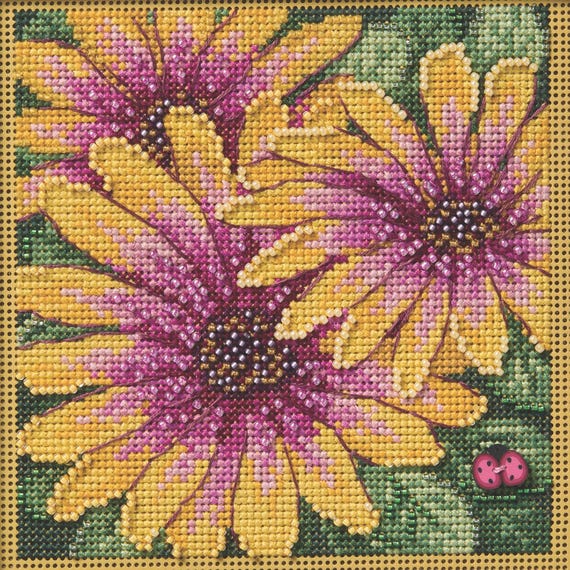 African Daisies 2025 Mill Hill Autumn Series Buttons & Beads Counted Cross Stitch Kit