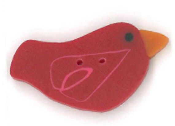 Just Another Button Company Polymer Clay Button ~Small Red Heart Wing Bird~ nh1118.S