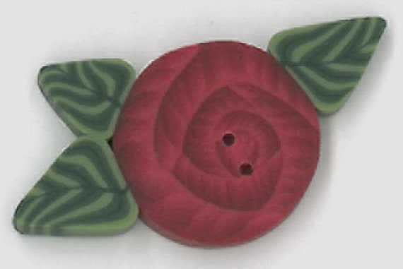 Just Another Button Company Polymer Clay Button ~ Small Red Rose ~ 2262s