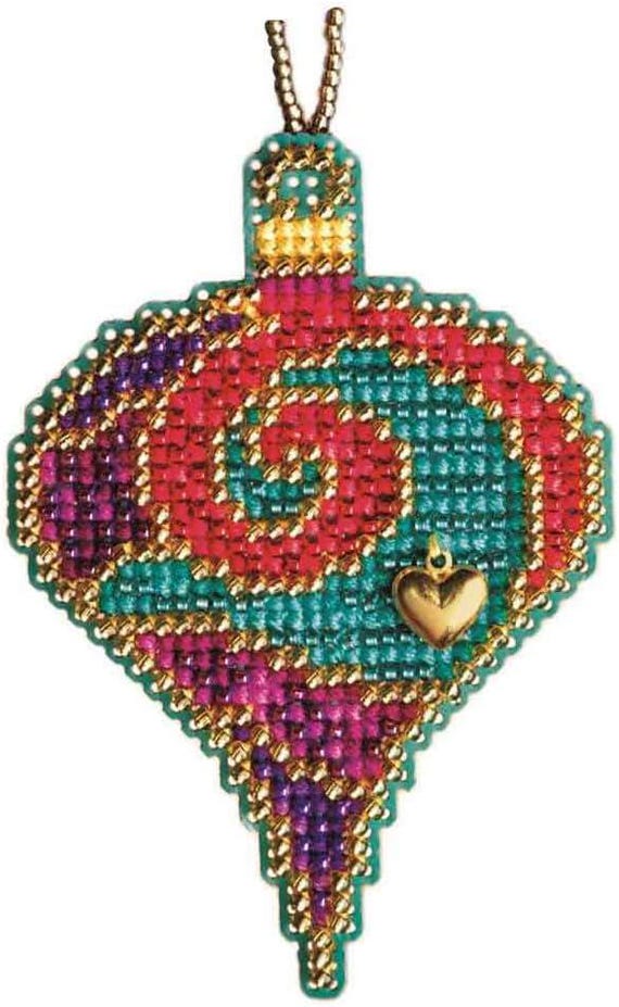 Garnet Spiral 2011 Mill Hill Beaded Cross Stitch Kit Christmas Jewels Charmed Ornament