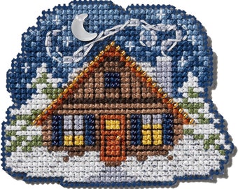 Mill Hill 2024 Winter Holiday Beaded Cross Stitch Ornament kit ~ Cozy Cabin