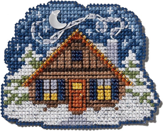 Mill Hill 2024 Winter Holiday Beaded Cross Stitch Ornament kit ~ Cozy Cabin