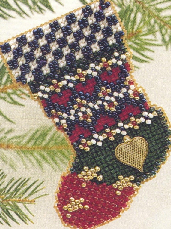Mill Hill 1997 Charmed Stocking Beaded Cross Stitch Ornament Kit ~ Patchwork Star Stocking