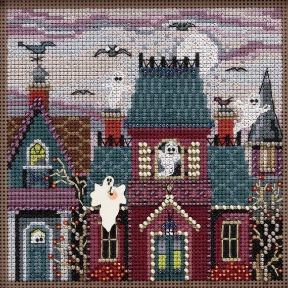 Ghost Town Autumn Series Buttons & Beads Counted Cross Stitch Kit by Mill Hill