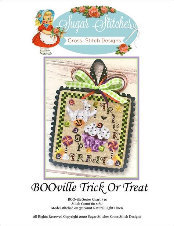 BOOville Trick Or Treat Counted Cross Stitch Pattern by Sugar Stitches Design - Printed Pattern