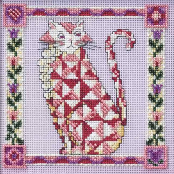 Mill Hill Jim Shore Beaded Cross Stitch Kit ~ Quilted Cats Scarlet