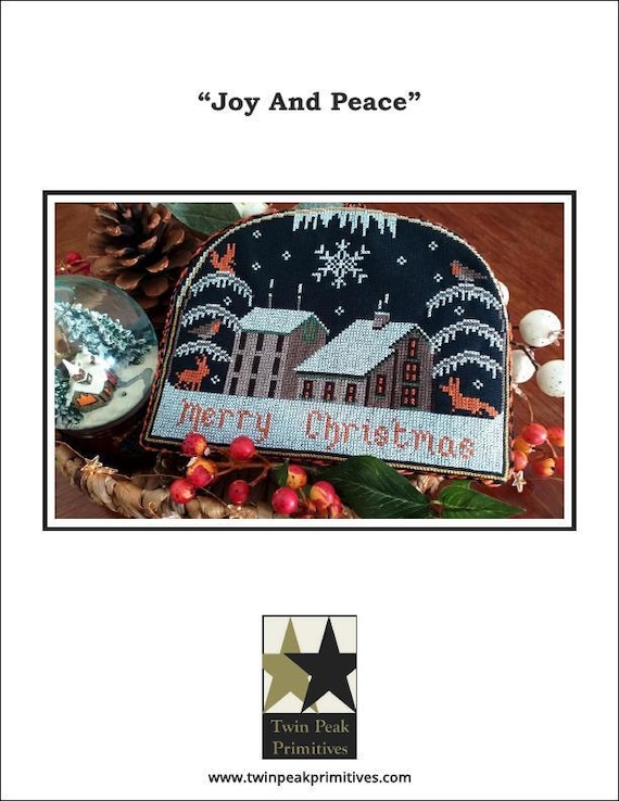 Joy and Peace Counted Cross Stitch Pattern Leaflet by Twin Peak Primitives - Printed Pattern