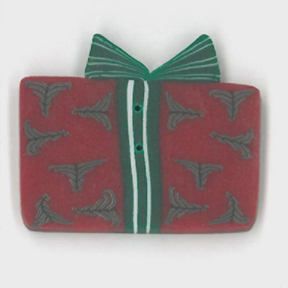 Just Another Button Company Polymer Clay Button ~ Large Red Gift ~ 4456.L