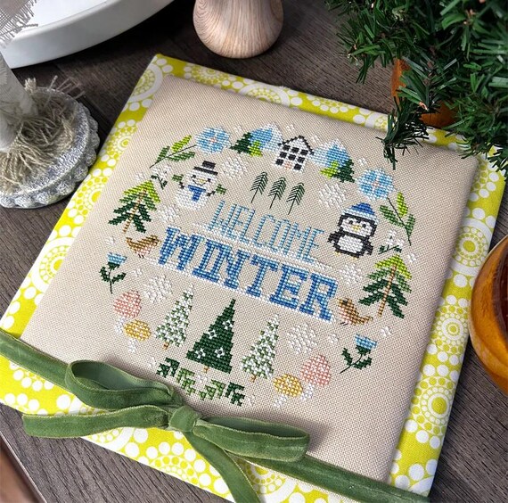 Winter Wreath Counted Cross Stitch Pattern by Tiny Modernist