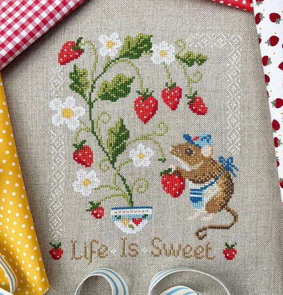 Life Is Sweet Counted Cross Stitch Pattern Leaflet by Love Poppet - Printed Pattern