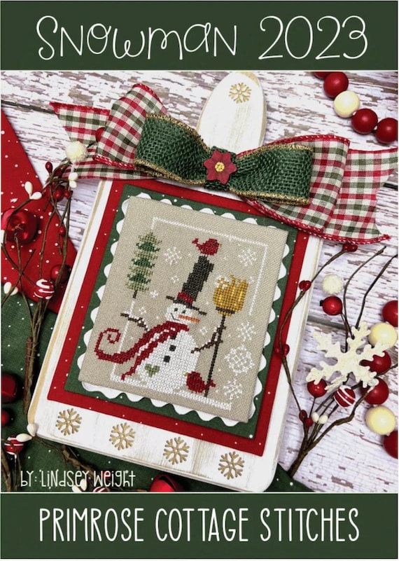 Primrose Cottage Stitches Counted Cross Stitch Chart ~ Snowman 2023
