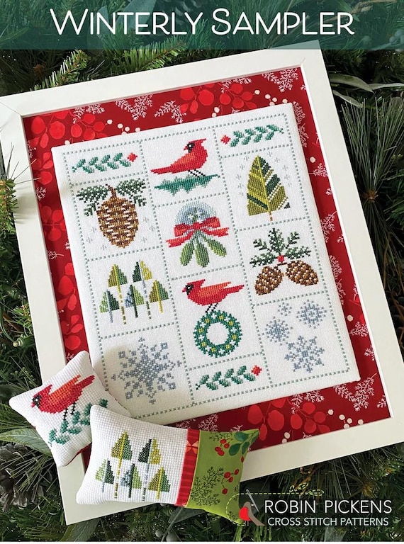 Winterly Sampler Counted Cross Stitch Pattern by Robin Pickens Inc