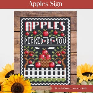Shannon Christine Designs Counted Cross Stitch Pattern Booklet ~ Apple Sign