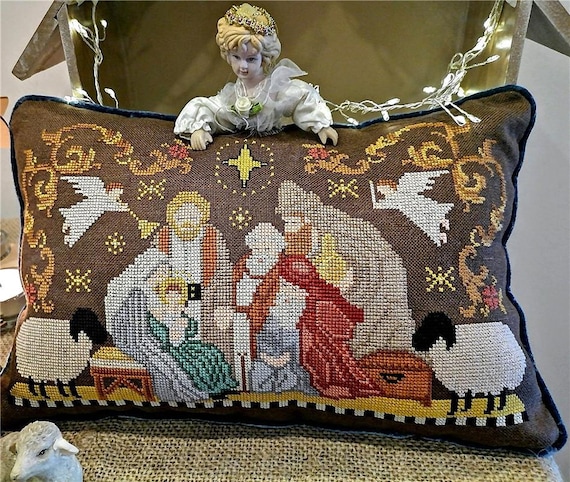 Nativity Counted Cross Stitch Pattern Leaflet by Twin Peak Primitives