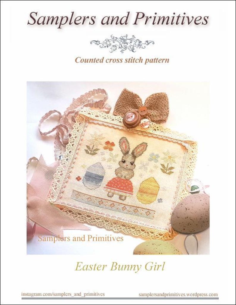 Easter Bunny Girl Counted Cross Stitch Pattern by Samplers and ...