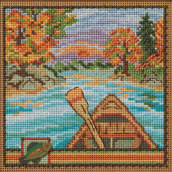 Mill Hill 2024 Autumn Series Buttons & Beads Cross Stitch Kit ~ Canoe Ride