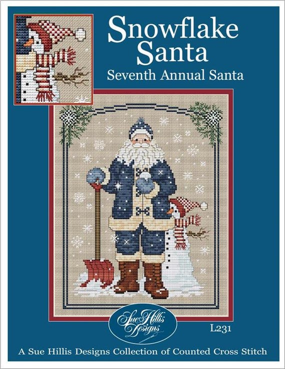Snowflake Santa by Sue Hillis Designs Counted Cross Stitch Pattern L231 - Printed Pattern