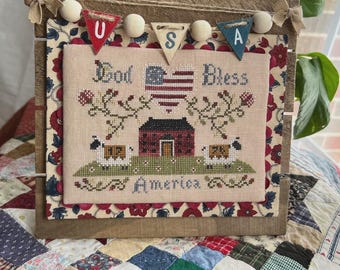 Americana Sheep Cross Stitch Pattern by Annie Beez Folk Art NW-142 - Hardcopy