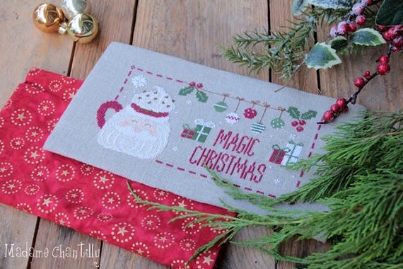 A Cup of Christmas ~ Counted Cross Stitch Pattern designed by Madame Chantilly
