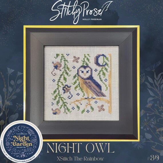 Night Owl Counted Cross Stitch Pattern by Stitchy Prose - Printed pattern