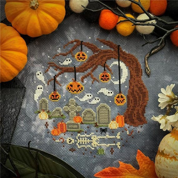 Pumpkin Night Counted Cross Stitch Pattern by The Stitch Crypt