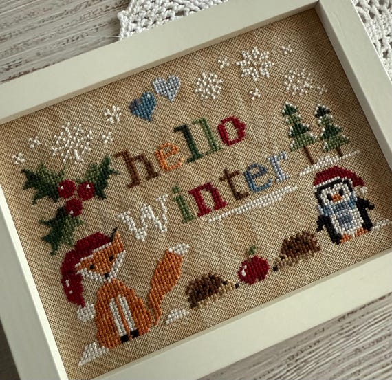 Hello Winter Counted Cross Stitch Pattern by Romy's Creations