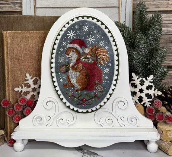 Santa Squirrel Counted Cross Stitch leaflet by Erin Elizabeth Designs