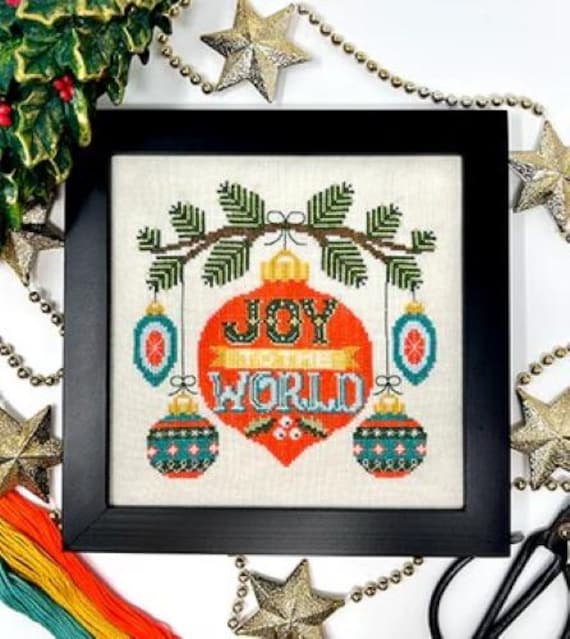 Joy To The World Counted Cross Stitch Pattern by Tiny Modernist