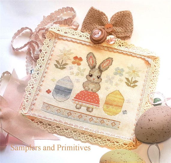 Easter Bunny Girl Counted Cross Stitch Pattern by Samplers and Primitives