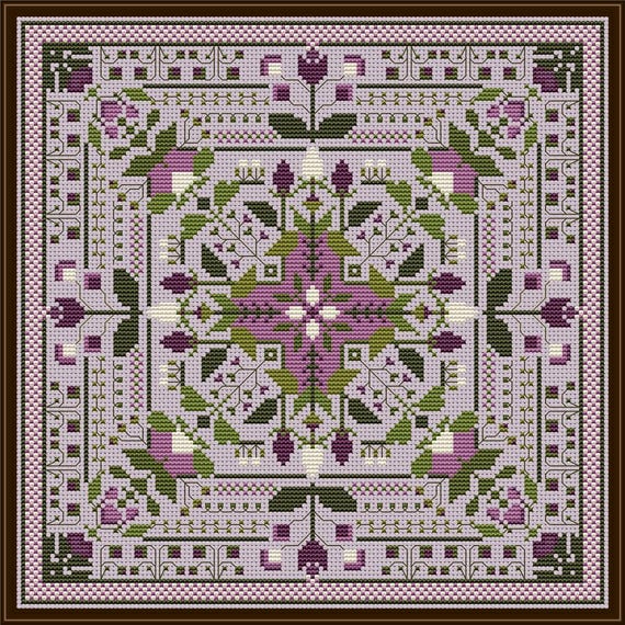 The Violet Trellis Counted Cross Stitch Pattern by CM Designs /  Carolyn Manning Designs