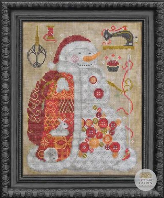 Cottage Garden Samplings Counted Cross Stitch Pattern ~ The Needleworker #1 ~ Snowman Collector Series