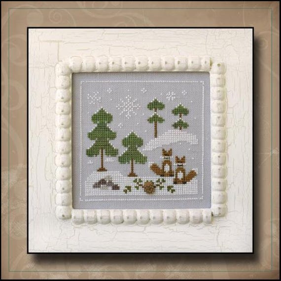 Snowy Foxes Counted Cross Stitch Pattern by Country Cottage Needleworks - Frosty Forest Series #6 -Printed Pattern
