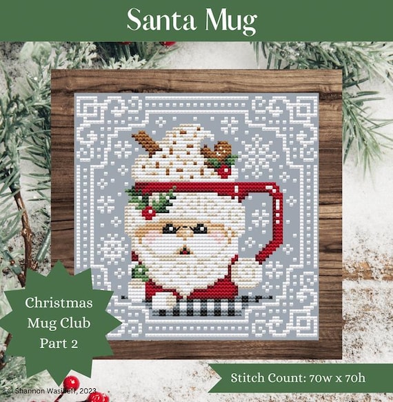 Shannon Christine Designs Counted Cross Stitch Pattern ~ Santa Mug ~ Christmas Mug Club 2