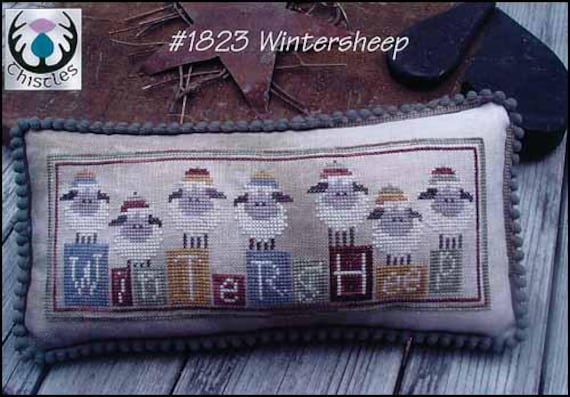 Winter Sheep Counted Cross Stitch Pattern by Thistles # 1823 designed by Liezbeth Gottschall