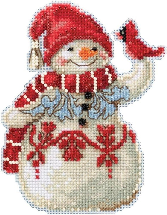 Mill Hill Jim Shore Beaded Cross Stitch Kit ~ Snowman with Cardinal