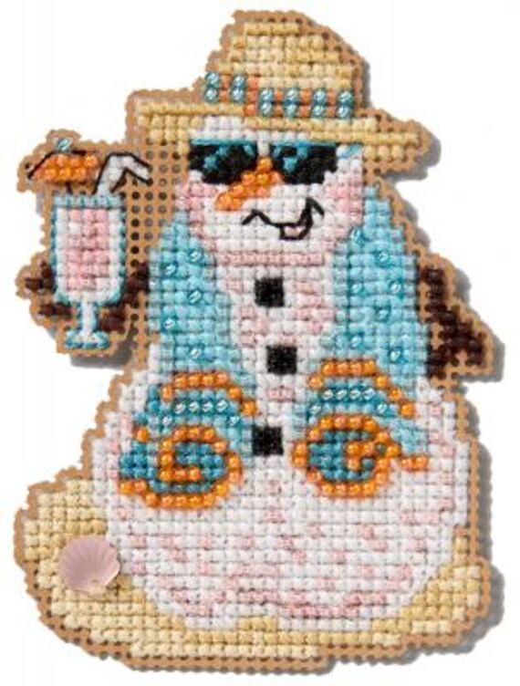 Snowman Vacation Mill Hill 2025 Winter Holiday beaded cross stitch kit MH182536