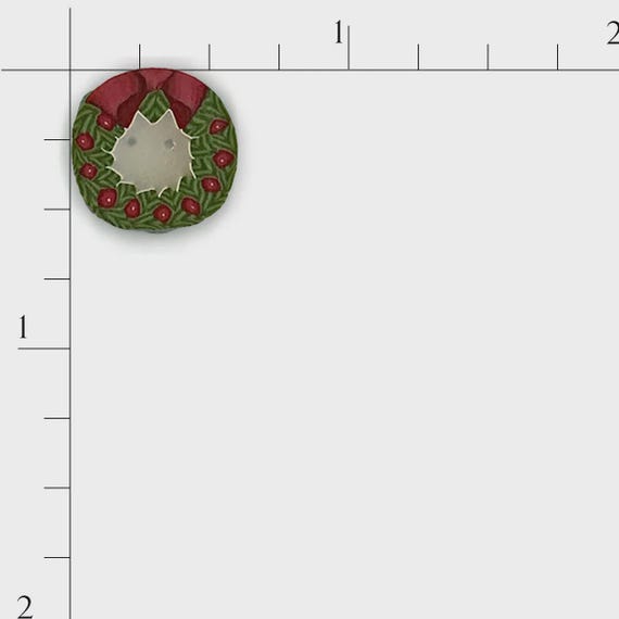 Just Another Button Company Polymer Clay Button ~ Tiny Wreath ~ nh1025.T