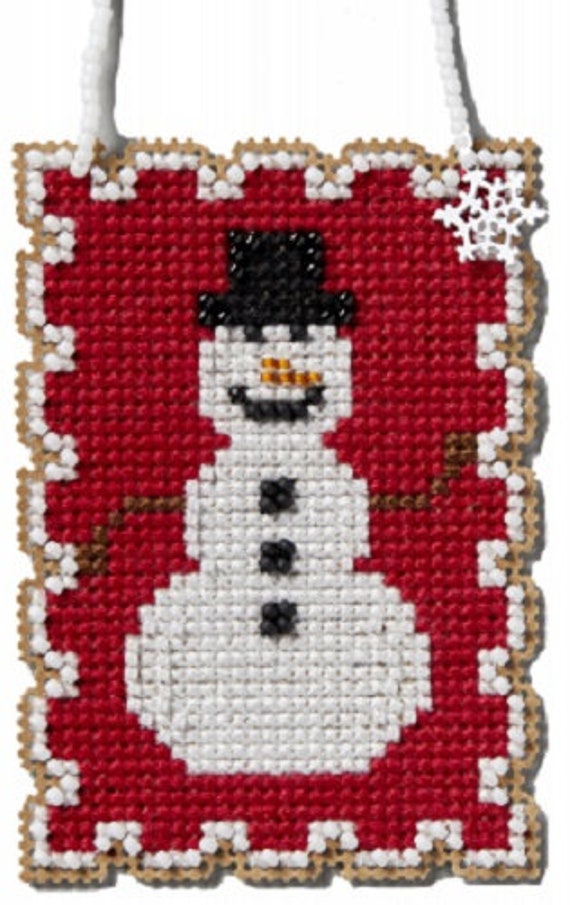 Snowman Mill Hill Holiday Stamp Charmed Ornament Kit