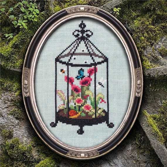 Carnivorous Terrarium Counted Cross Stitch Pattern by Lola Crow Cross Stitch